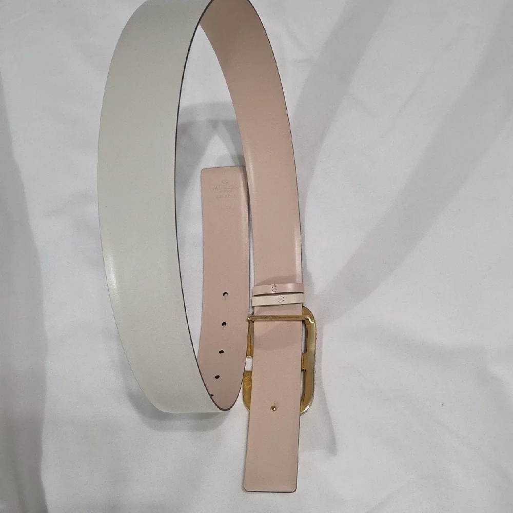 Valentino Garavani Cream Belt with Gold Sparkle Buckle - Picture 13 of 15